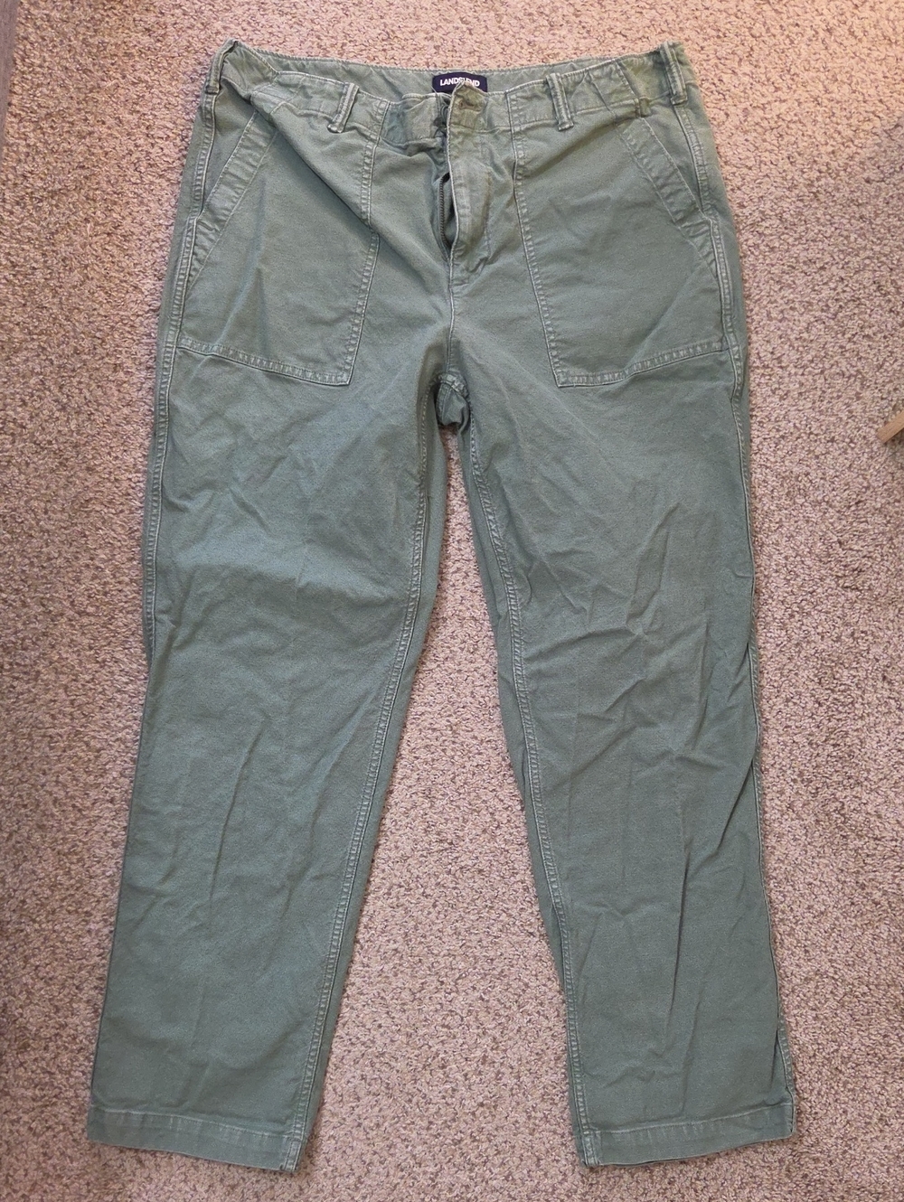 Lands' End Women's Cargo-Style Muted Olive Cargo Pants